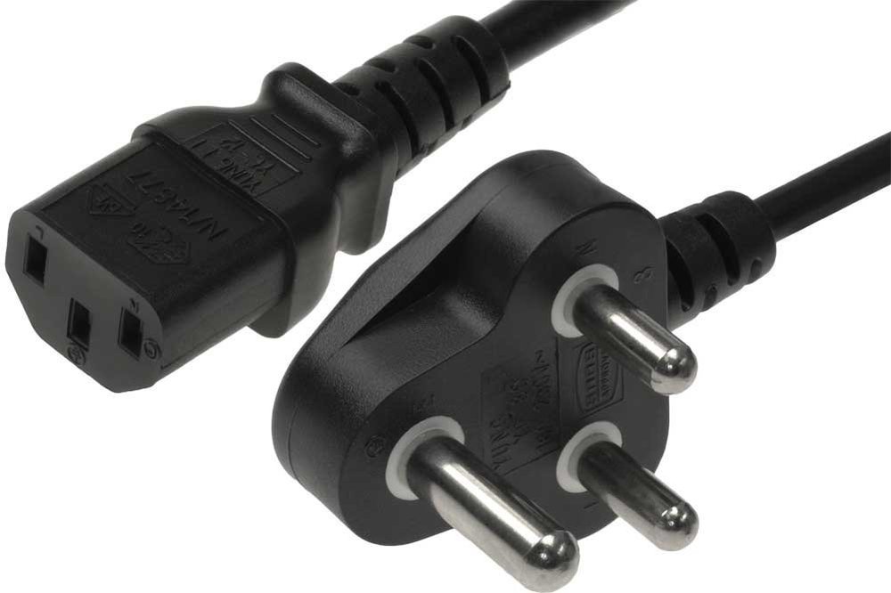 Power Cord (India, South Africa) 6ft Industrial 3pin Plug to IEC C13