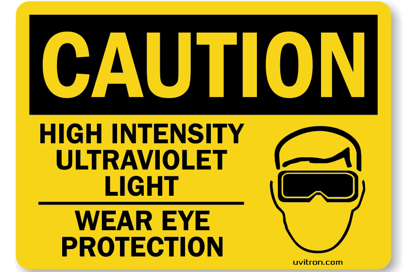 Caution Sign: High Intensity Ultraviolet Light Wear Eye Protection (with Goggles Graphic)