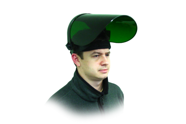 man wearing open face shield